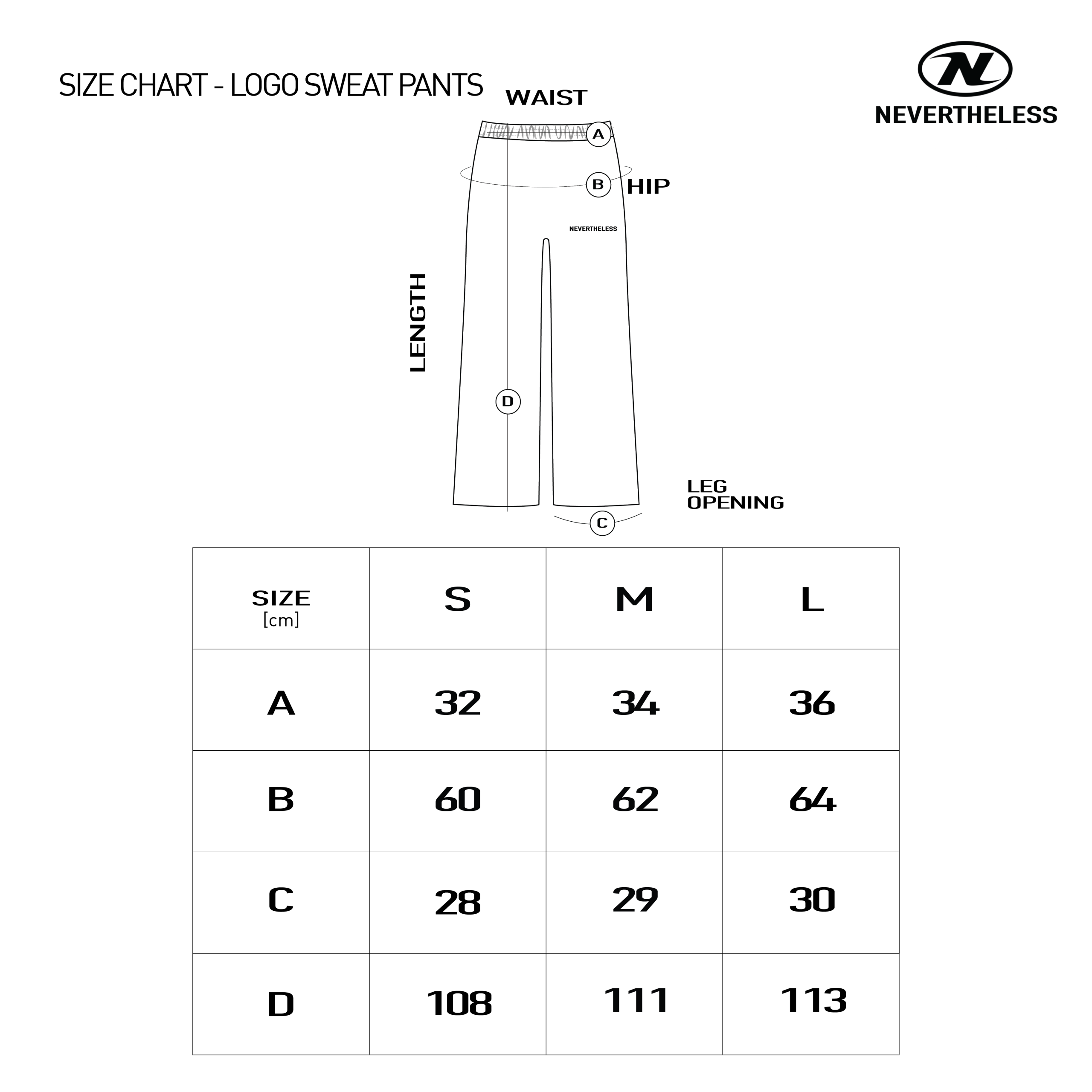 SIZECHART NEVERTHELESS   20 7 17