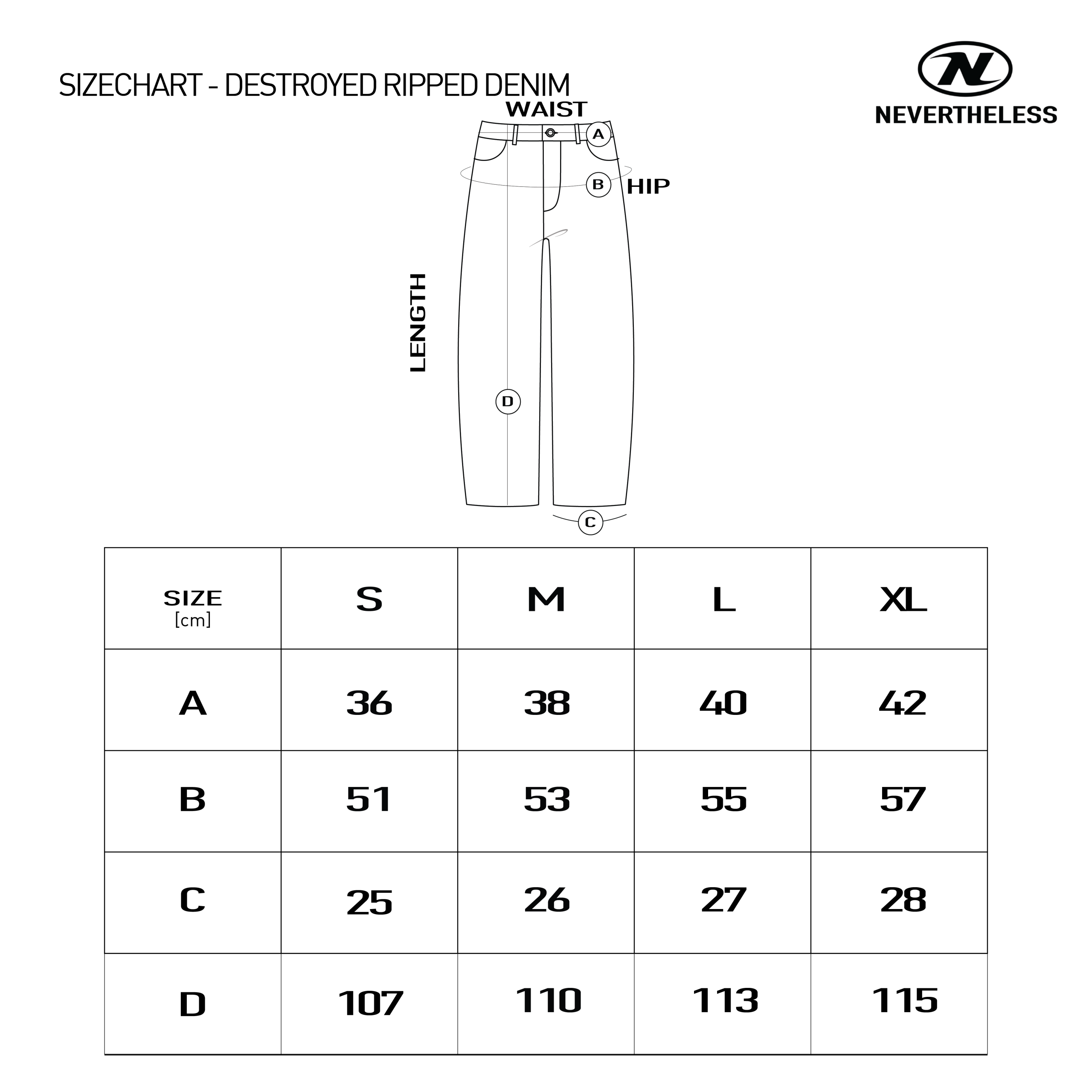 SIZECHART NEVERTHELESS   20 7 18