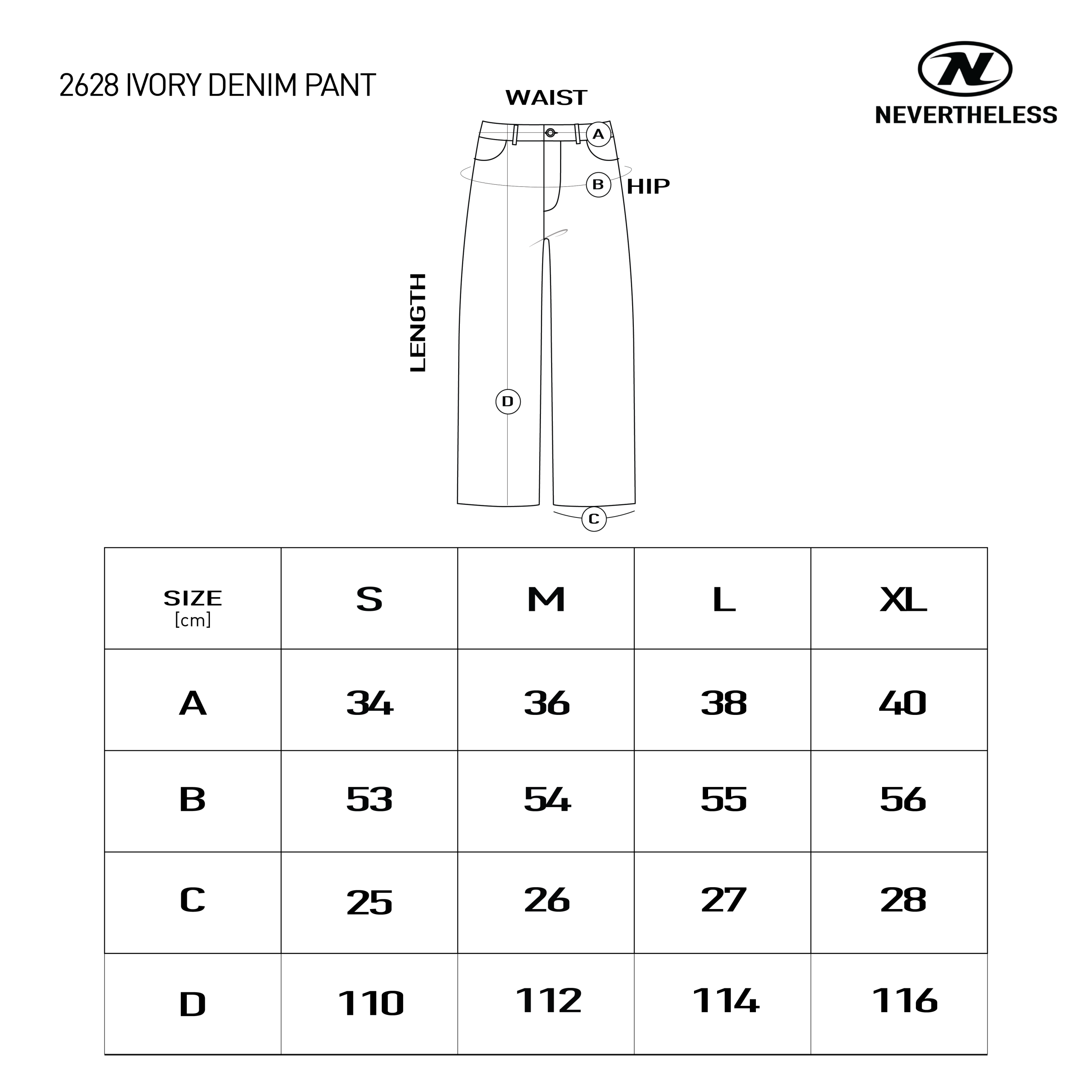 SIZECHART NEVERTHELESS   22 7 25